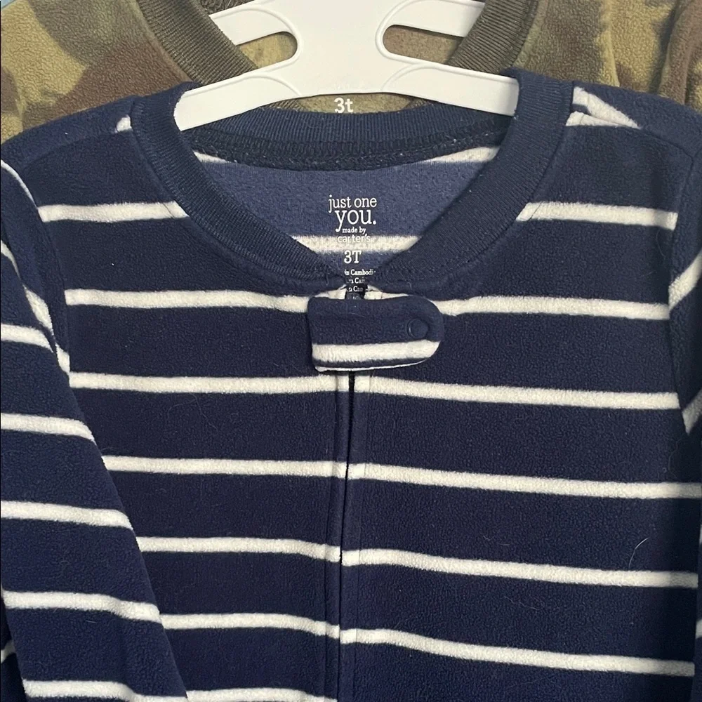 Carter's Navy and White Striped Footie with Bulldog